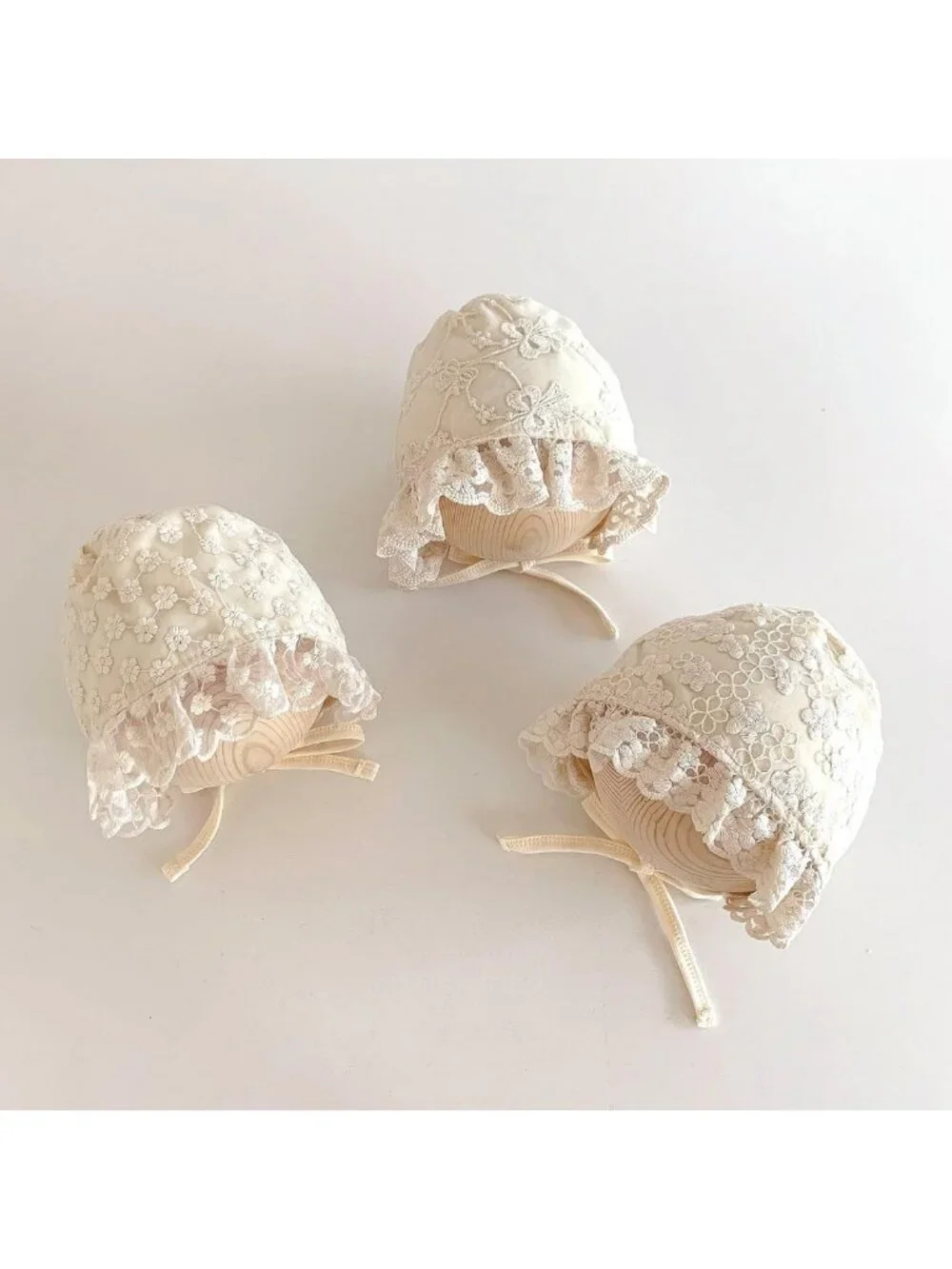 Baby Girls Lace Cotton Bonnet - Retro Embroidery, 0-12M, Adorable Infant Hat